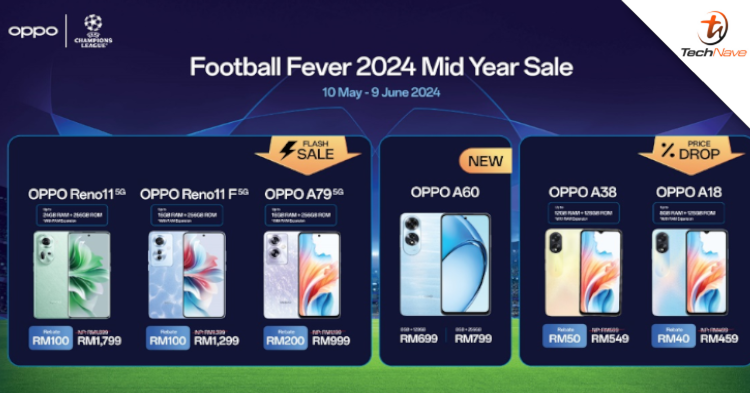 Get your favourite OPPO smartphone from the OPPO Football Fever Mid-Year Sale 2024 from RM459