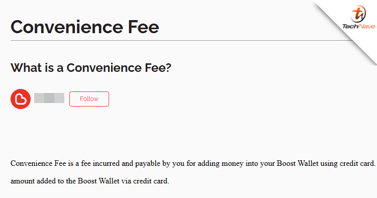Boost revised Convenience Fee for credit card top-ups from 1% to 0.75%
