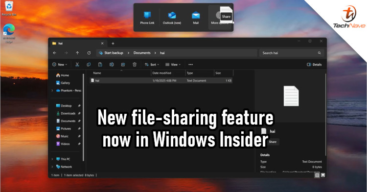 Microsoft is testing a new file-sharing feature that's familiar to smartphone users