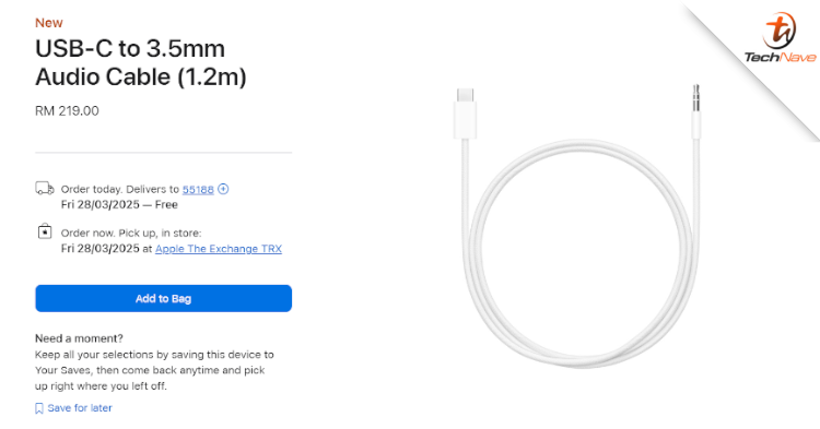 Apple sells the USB-C To 3.5mm Audio Cable at RM219