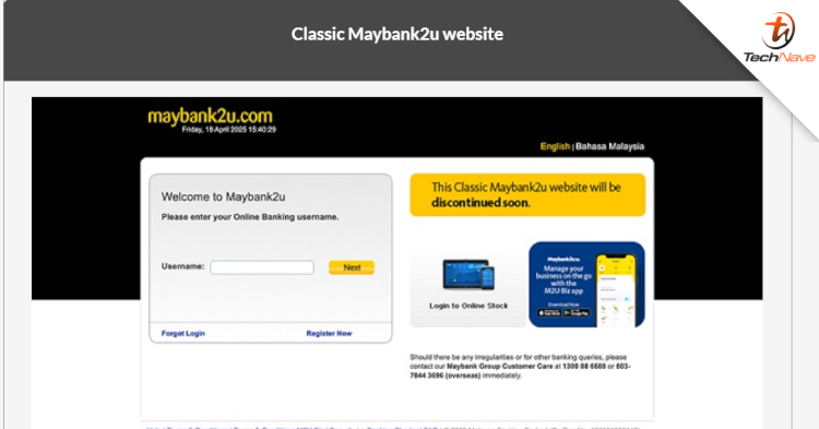 The Maybank2u Classic website will be discontinued for individual users this June 2025