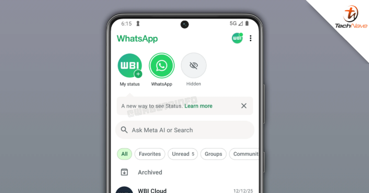WhatsApp is testing a new Status display feature at the top of the chats