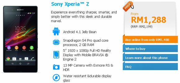 Celcom Offers Sony Xperia Z via mPro Plans