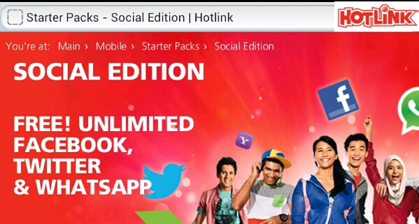 New Hotlink Social Edition Offers Unlimited Facebook, Twitter and Whatsapp FREE