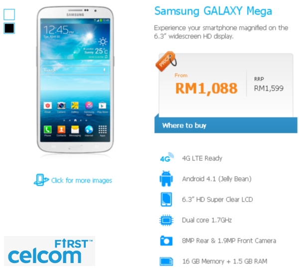 Celcom Offering Samsung Galaxy Mega 6.3 from RM1088