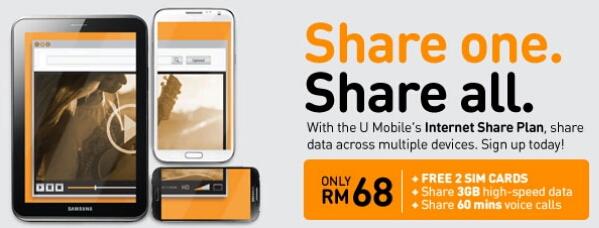 U Mobile Announces 3 Devices under 1 Internet Share Plan