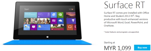 Microsoft Malaysia cuts Surface RT down to RM1099