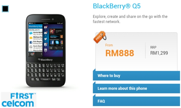 Celcom offering BlackBerry Q5 from RM888