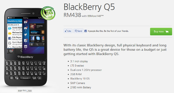 Maxis offering BlackBerry Q5 from RM438