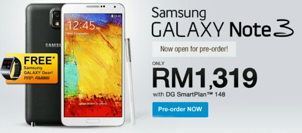 DiGi offering Samsung Galaxy Note 3 + free Samsung Galaxy Gear from RM1319