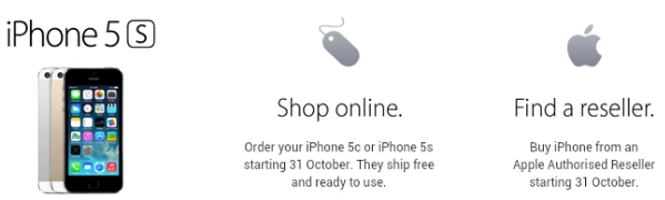 Apple iPhone 5S and 5C available online at Malaysia Apple store from 31 October 2013