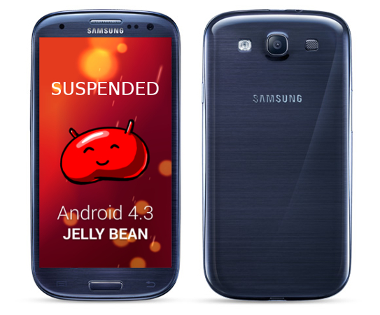 Samsung stops Android 4.3 update of Samsung Galaxy S III for a while