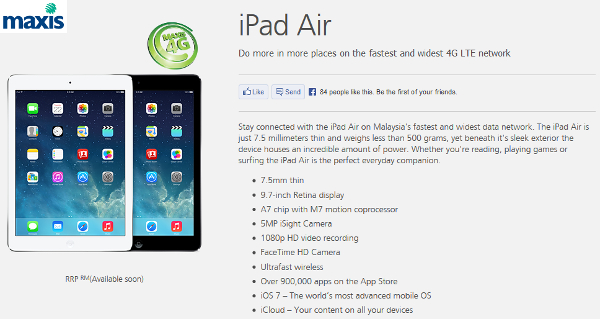 Maxis also teases Apple iPad Air and iPad mini with Retina Display