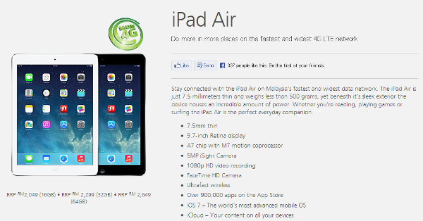 Maxis reveals Apple iPad Air pricing, 4G Cellular version starts from RM1449 on Maxis SurfMore