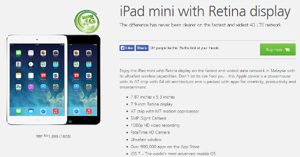Maxis offers Apple iPad mini with Retina Display (iPad mini 2) from RM1159