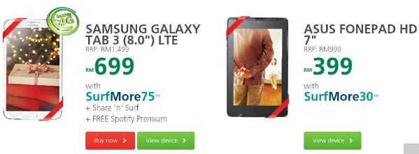 Maxis offers Samsung Galaxy Tab 3 8 and Asus Fonepad HD 7 as well for Festive Sale