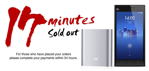 Xiaomi Mi 3 and Mi Power Bank sold out for Malaysia in 17 minutes