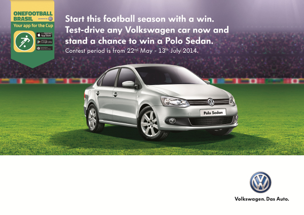 Volkswagen kicks-off Onefootball Brasil app and Polo Sedan contest for 2014 FIFA World Cup