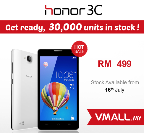 Huawei Malaysia bringing in 30000 Huawei Honor 3C smartphones on 16 July 2014