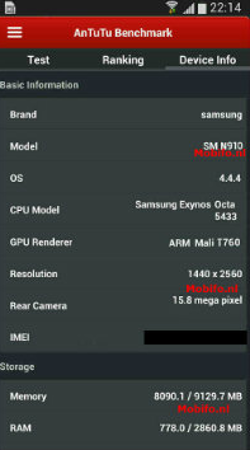Rumours: Samsung Galaxy Note 4 tech specs appears on AnTuTu