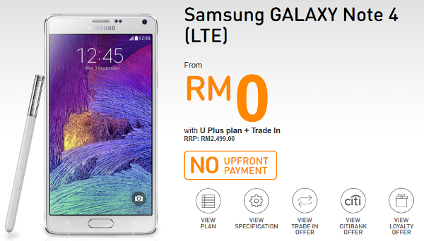 U Mobile offers Samsung Galaxy Note 4 with no upfront payment and trade-in options