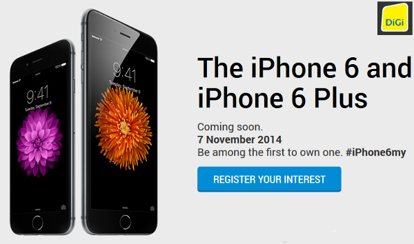 DiGi to offer Apple iPhone 6 and 6 Plus on 7 November 2014