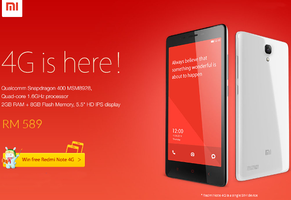 Xiaomi Redmi Note 4G has landed in Malaysia for RM589