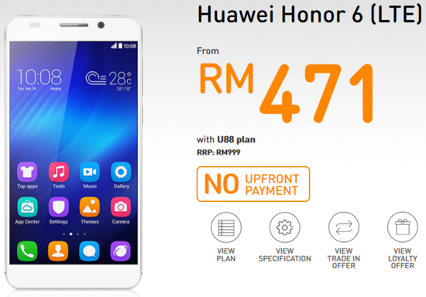 Huawei Honor 6 now on offer at U Mobile from RM471