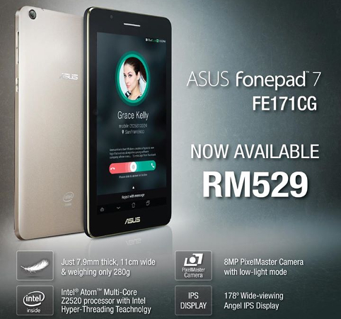 ASUS Fonepad 7 FE171CG tablet with 8MP PixelMaster camera now available in Malaysia for RM529