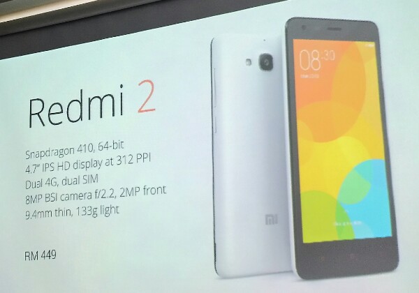Xiaomi Redmi 2 officially announced for Malaysia at RM449, coming on 17 March 2015