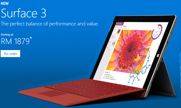 Microsoft Surface 3 announced for RM1879 on pre-order