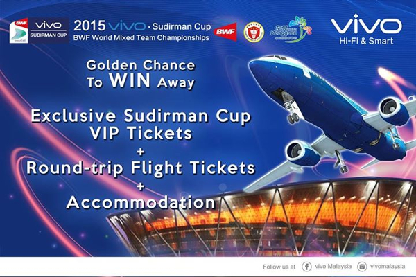 vivo Malaysia offering chance to win Sudirman Cup 2015 VIP tickets