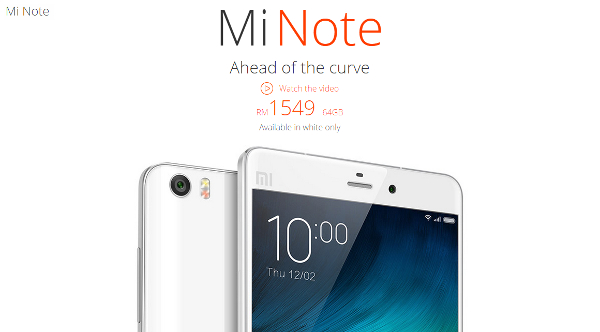Xiaomi Mi Note with 64GB storage available in Malaysia on 28 July 2015 for RM1549