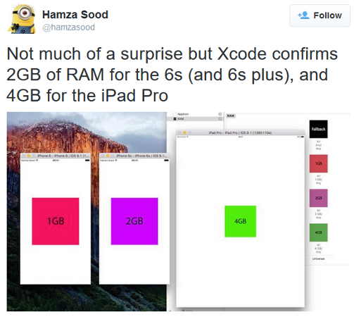 Rumours: Xcode confirms Apple iPhone 6s and 6S Plus has 2GB RAM?