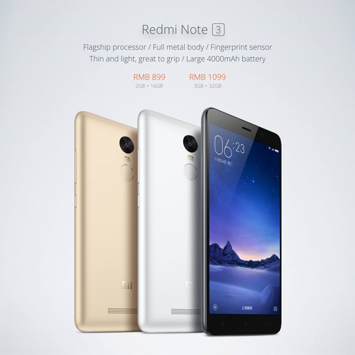 Xiaomi Redmi Note 3 officially announced, metal body + fingerprint sensor for RMB899