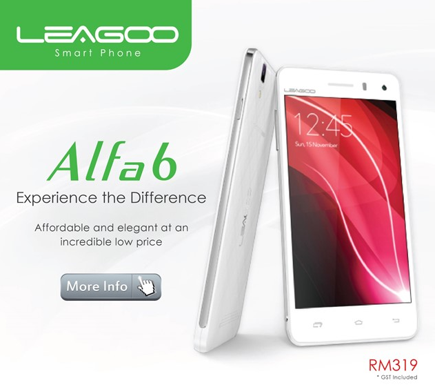 LEAGOO Alfa 6 with 1.3GHz quad core processor now available in Malaysia for RM319