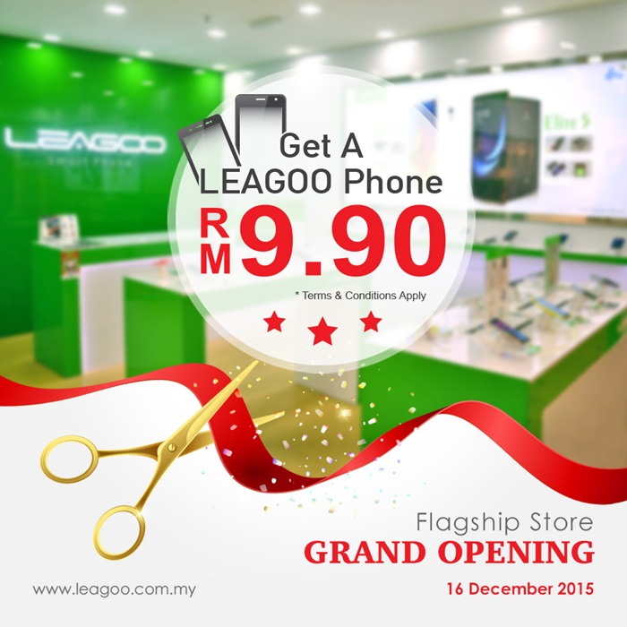 First 100 walk-in customers can buy a LEAGOO phone for just RM9.90 on 16 December 2015