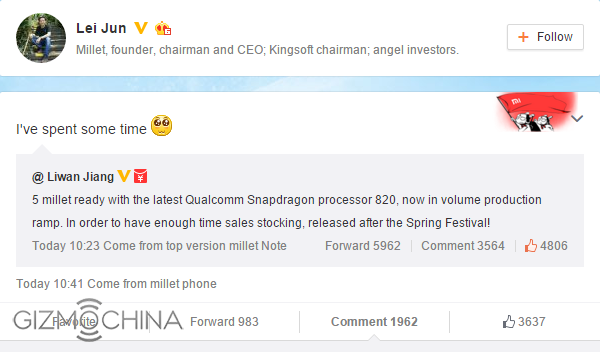 Xiaomi Mi 5 to feature Snapdragon 820 and ready in February
