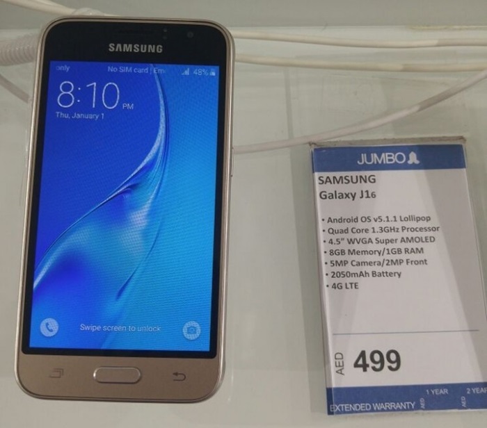 Samsung Galaxy J1 (2016) spotted in Dubai for AED 499 (around RM596)