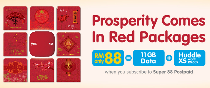 Yes Super 88 PostPaid Plan swings into Year of the Monkey with 11GB + free limited edition Huddle XS