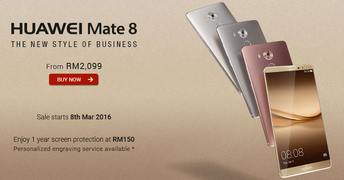 Huawei Mate 8 promotions include free Talkband B2 Elite or free engraving