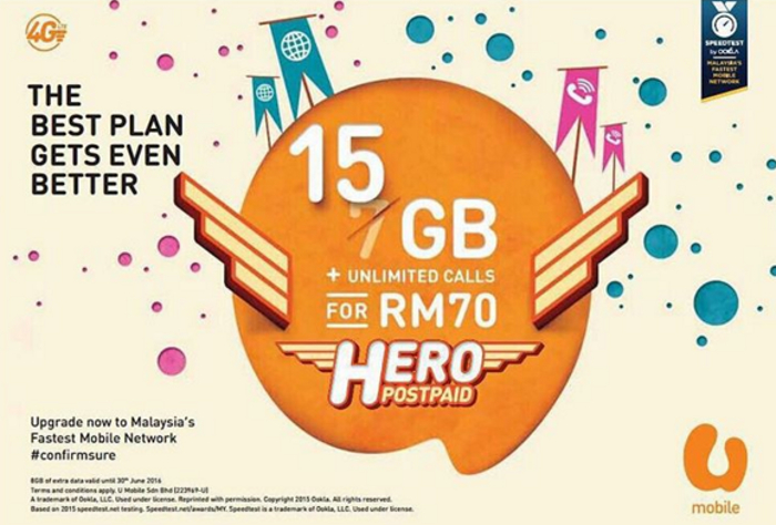 U Mobile to update new Hero Postpaid plan with 15GB of data at RM70 a month