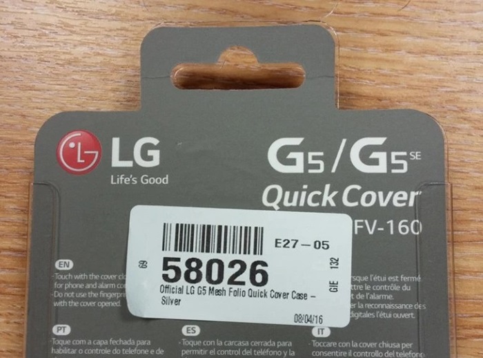 LG G5 SE cover casing spotted online