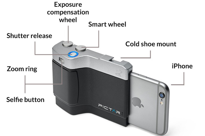 Use your Apple iPhone camera like never before with Pictar iPhone camera-grip
