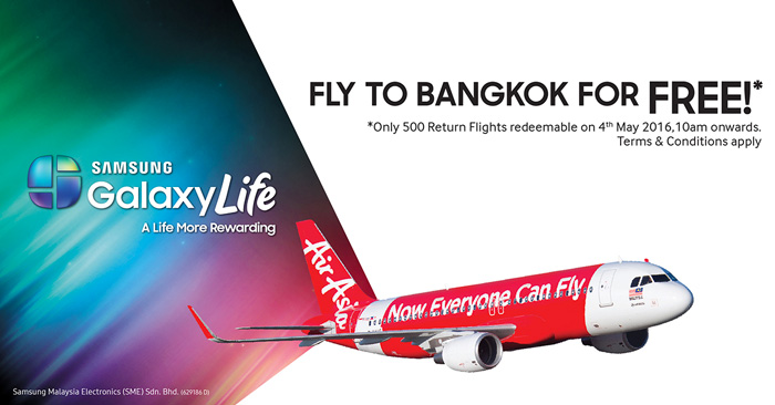 Samsung Galaxy users can redeem return flights to Bangkok on 4 May through the Galaxy Life app