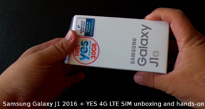 Samsung Galaxy J1 2016 + YES 4G LTE SIM unboxing and hands-on video