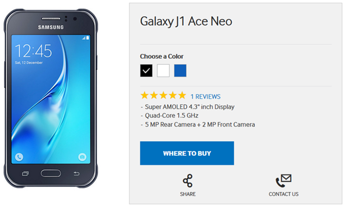 Samsung Galaxy J1 Ace Neo quietly appears in Samsung South Africa website