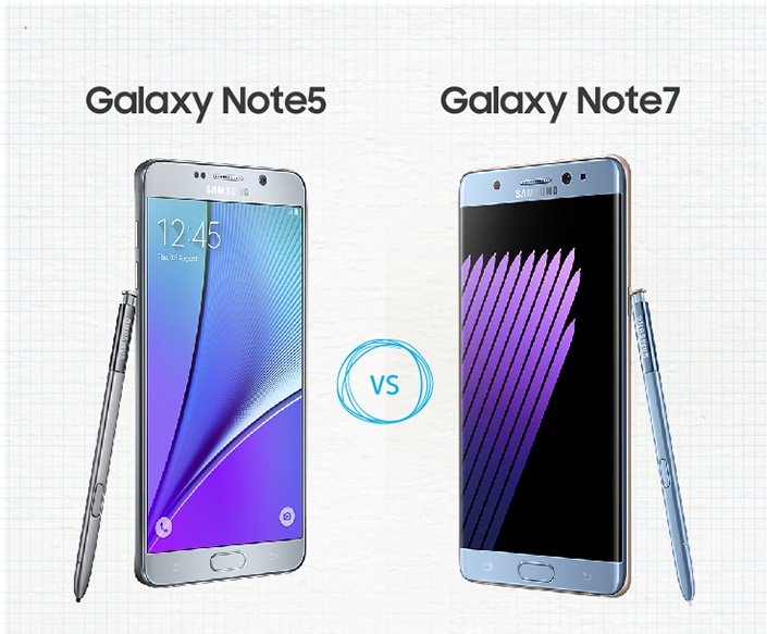 The difference between Samsung Galaxy Note 7 & Note 5