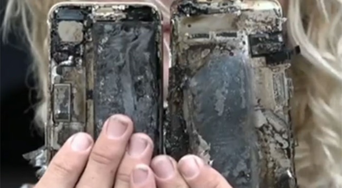 A car destroyed by an iPhone 7