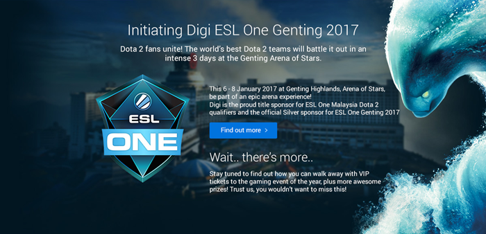Digi sponsored their first ESL One Dota 2 Malaysian qualifiers